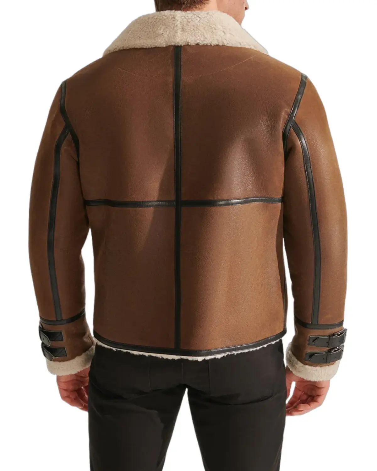 Mens Caramel Brown Shearling Leather Jacket | Elite Jacket