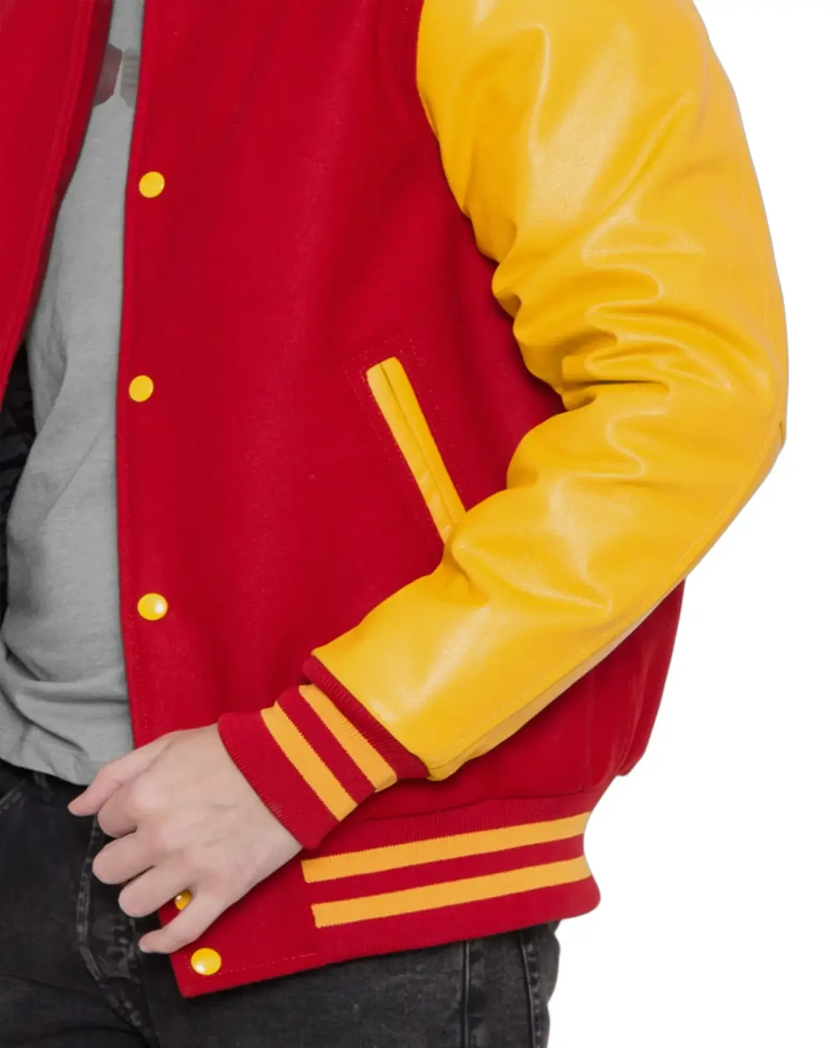 Mens Iconic Red and Yellow Varsity Jacket | Elite Jacket