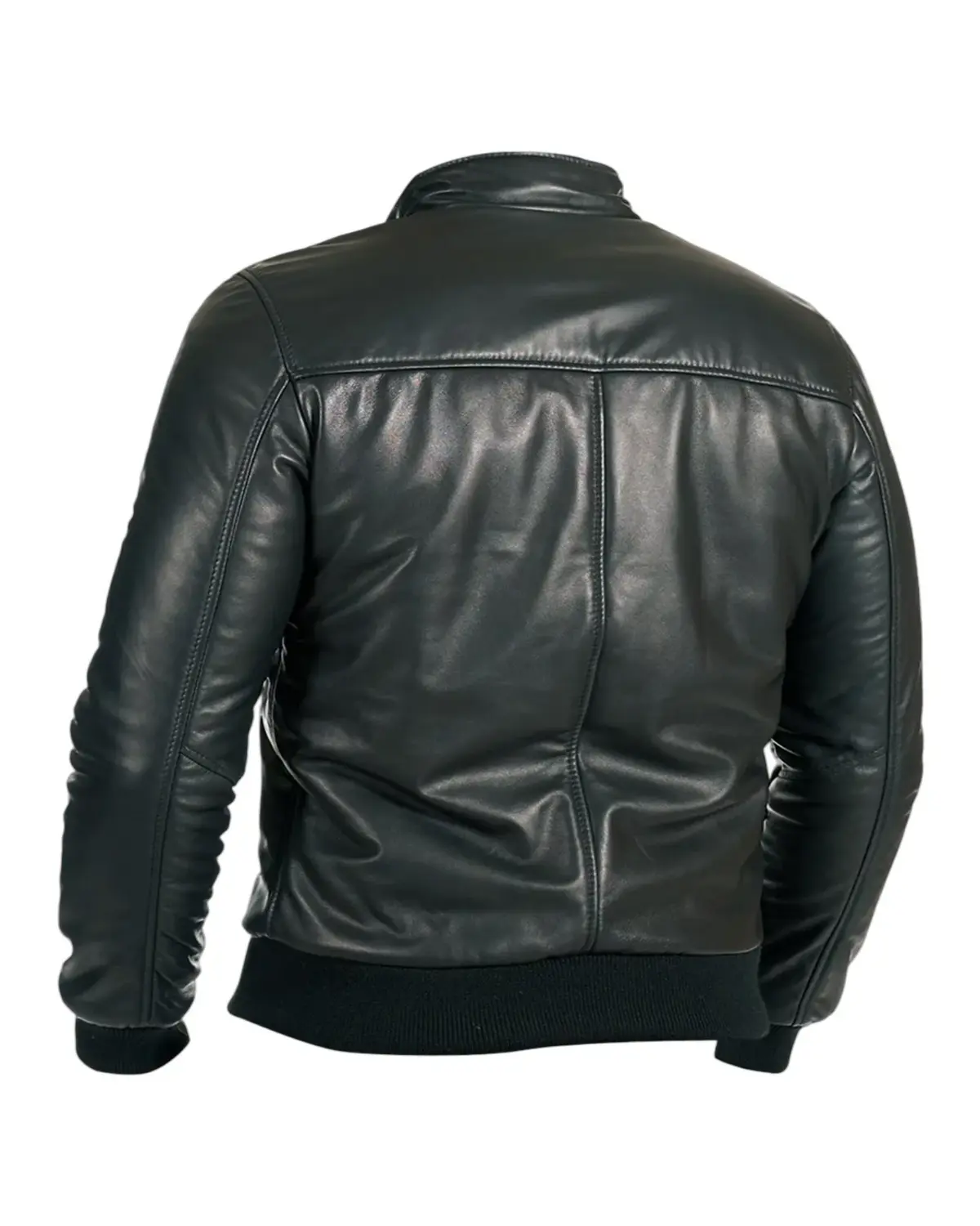 Mens Black Smooth Leather Bomber Jacket | Elite Jacket