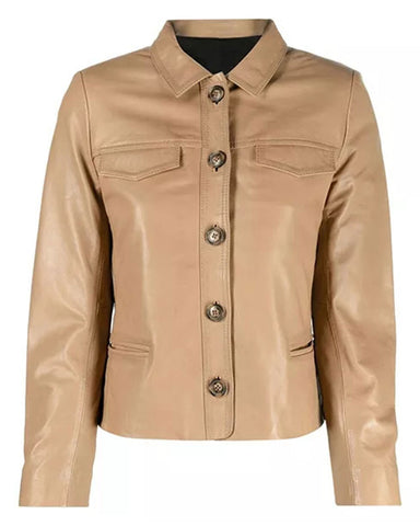 Elite Brown Leather Shirt Womens