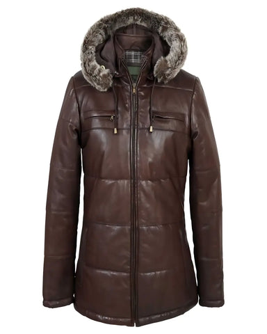 Womens Brown Hooded Leather Jacket | Elite Jacket 