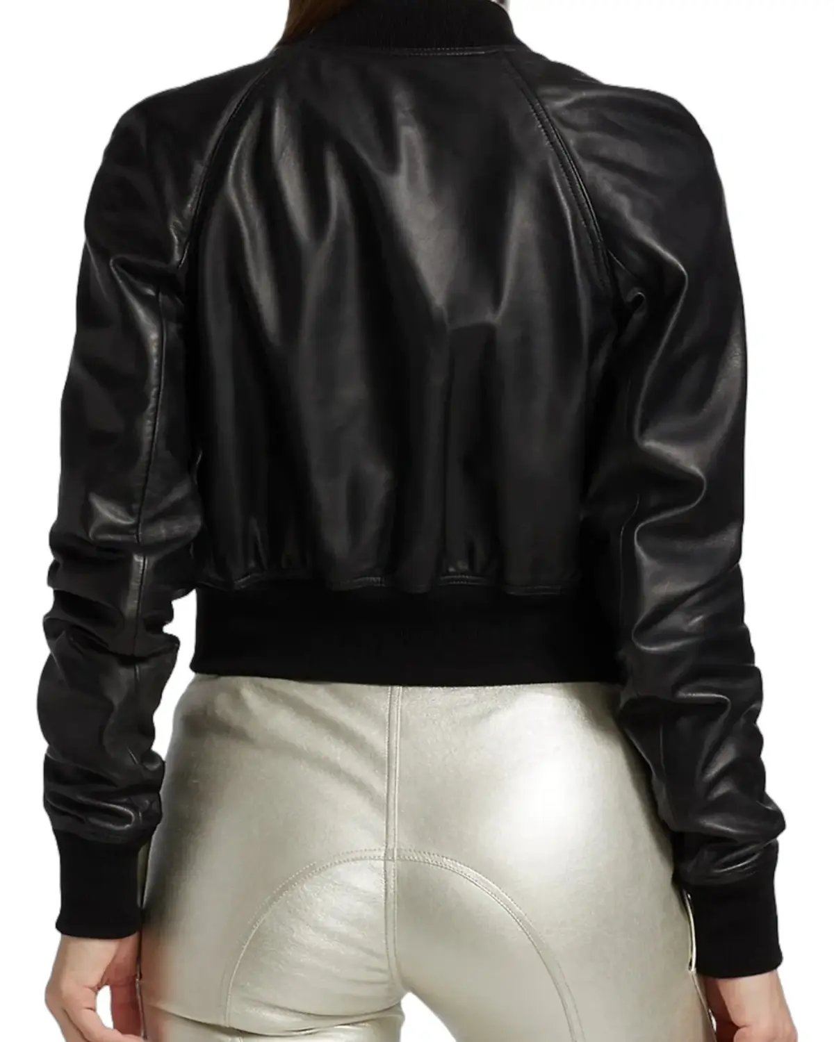 Womens Midnight Black Bomber Leather Jacket | Elite Jacket