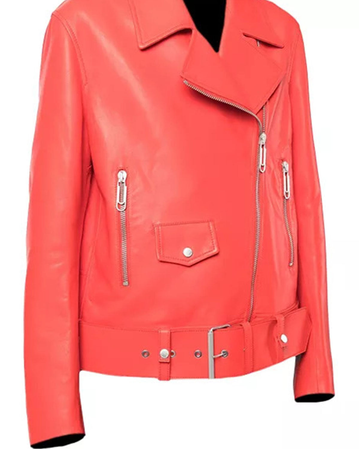Womens Red Leather Biker Jacket | Elite Jacket