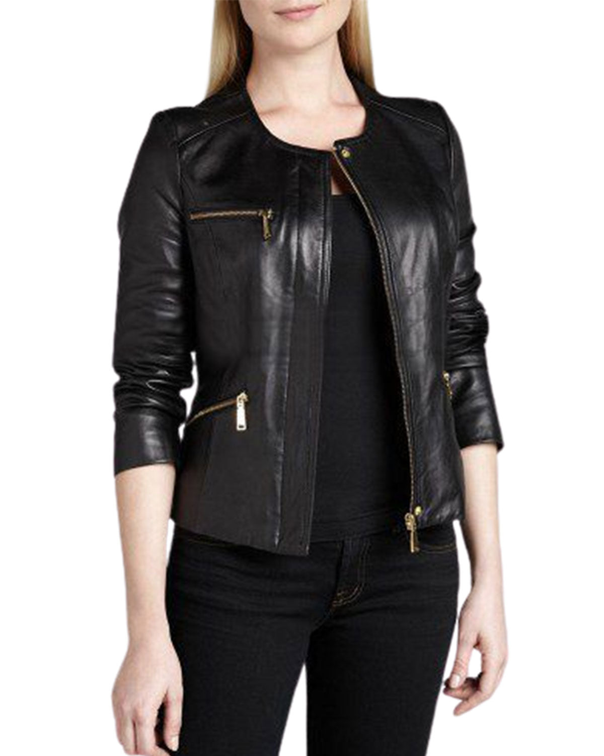 Elite Women Motorcycle Black Genuine Leather Jacket