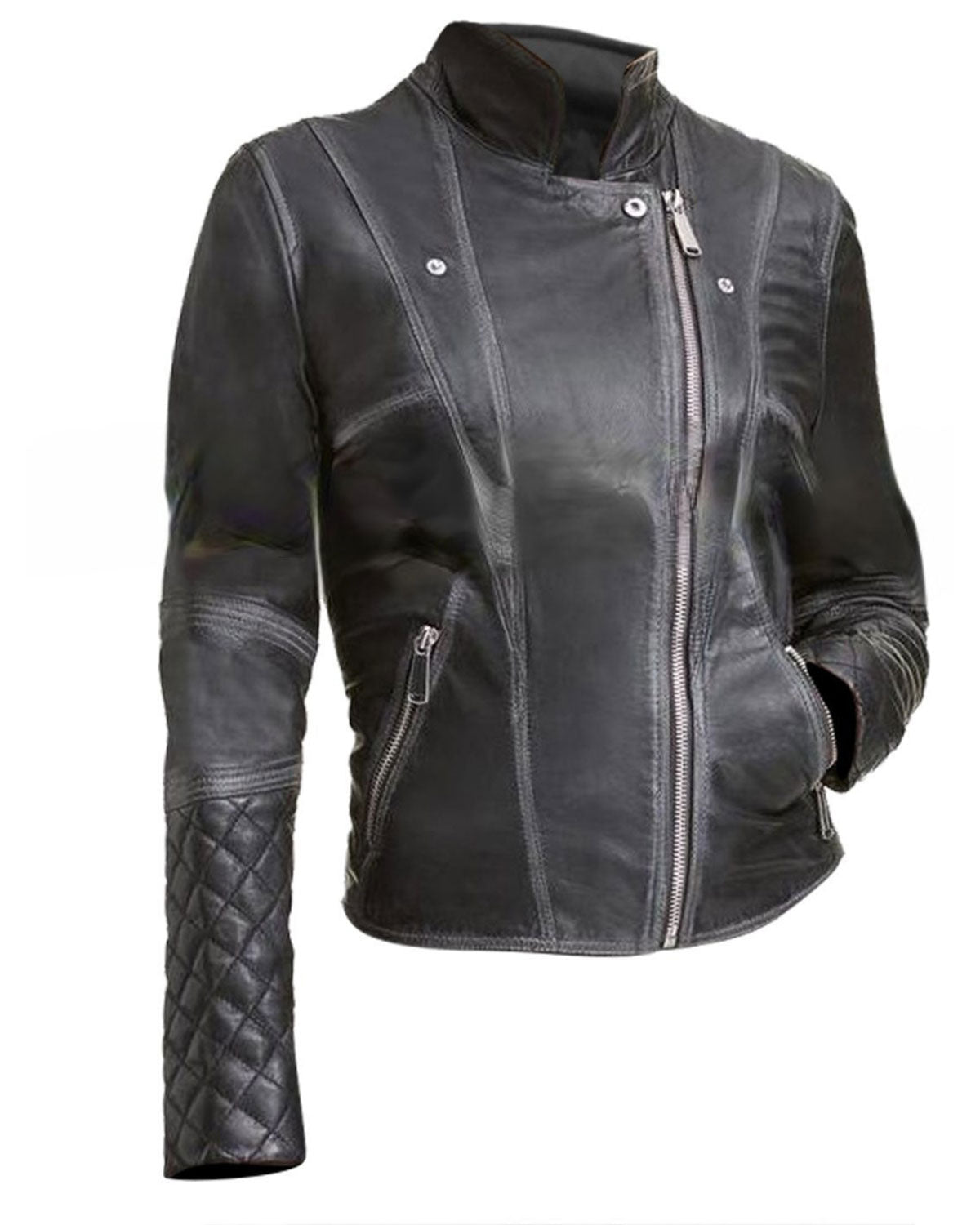 Womens Black Quilted Leather Biker Jacket | Elite Jacket