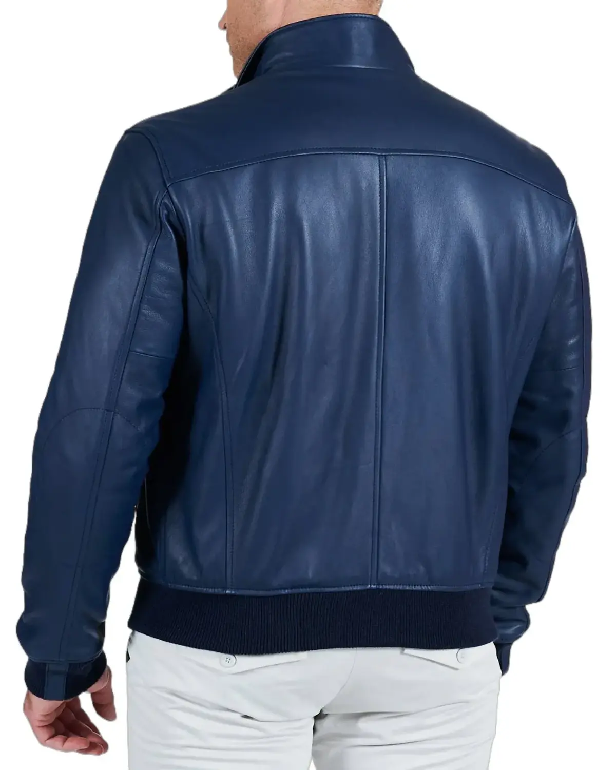 Mens Shiny Blue Bomber Leather Jacket | Elite Jacket