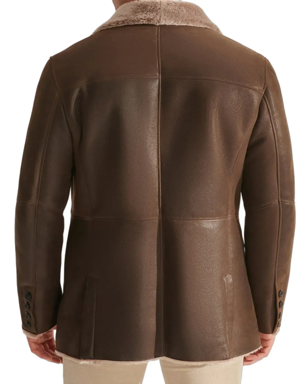 Mens Luxurious Brown Shearling Leather Coat | Elite Jacket