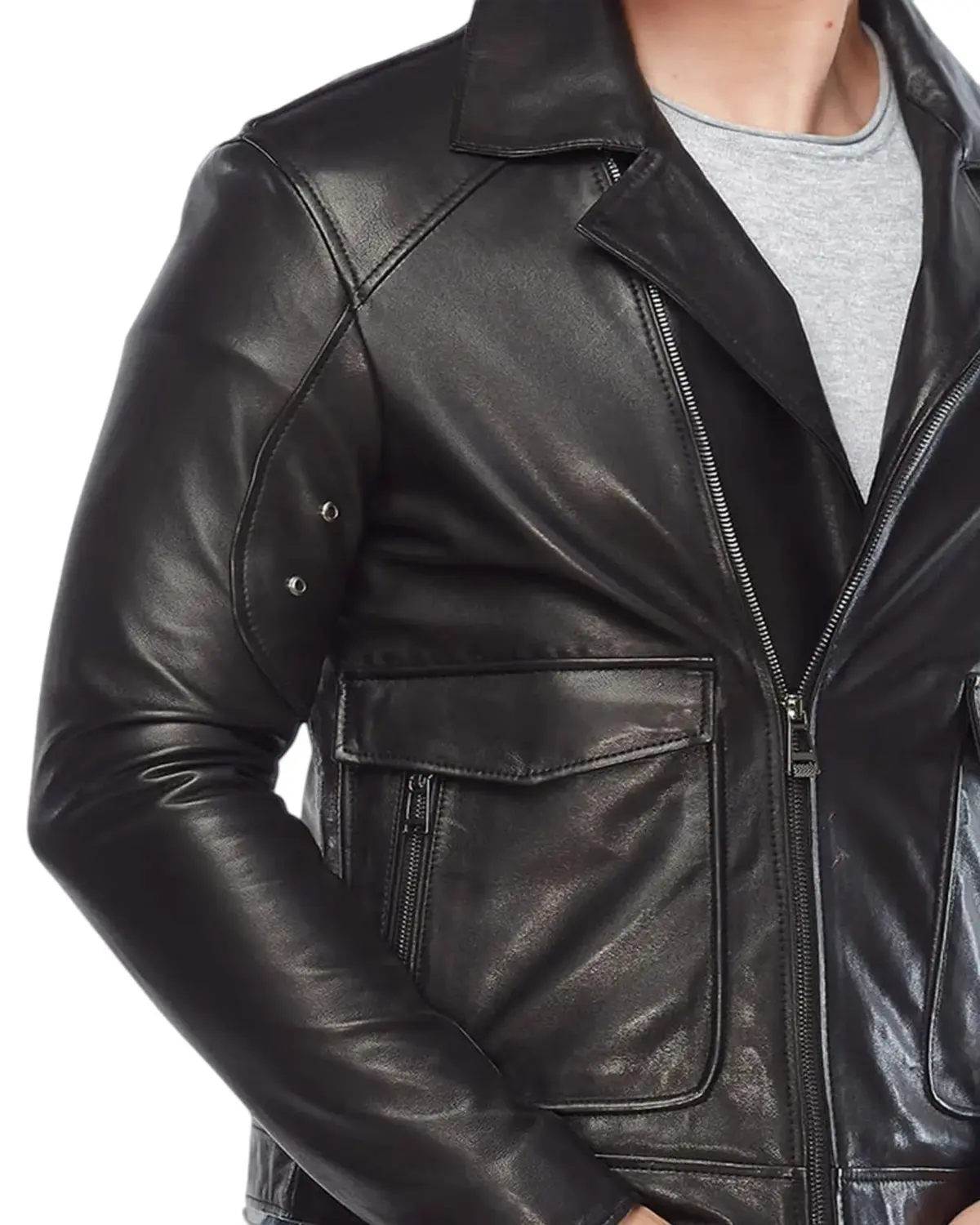 Mens Midnight Black Biker Leather Jacket | Elite Jacket