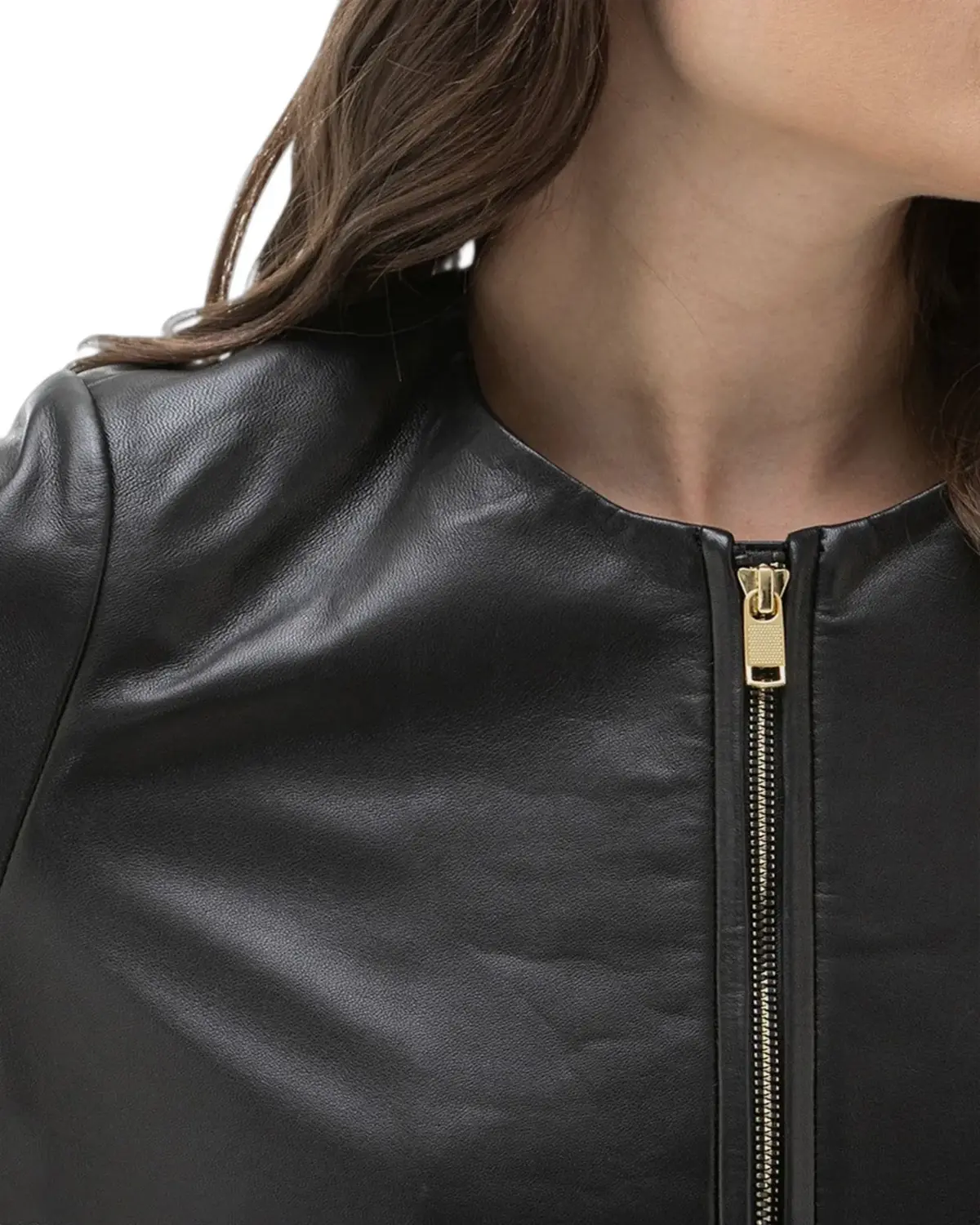 Womens Piano Black Bomber Leather Jacket | Elite Jacket