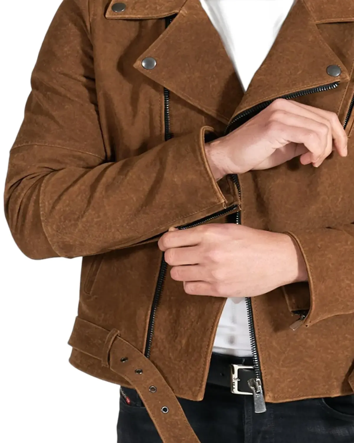 Mens Camel Brown Suede Leather Jacket | Elite Jacket