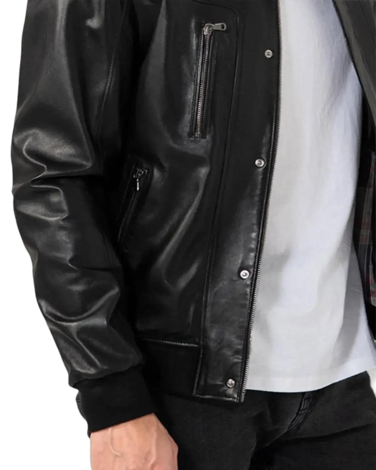 Mens Sports Black Lambskin Leather Jacket | Elite Collection