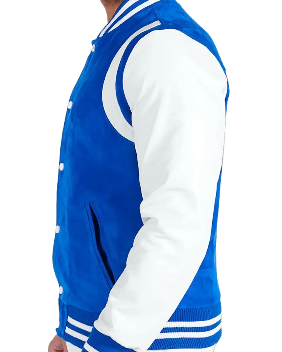 Mens Blue and White Varsity Jacket | Get Free Shipping!