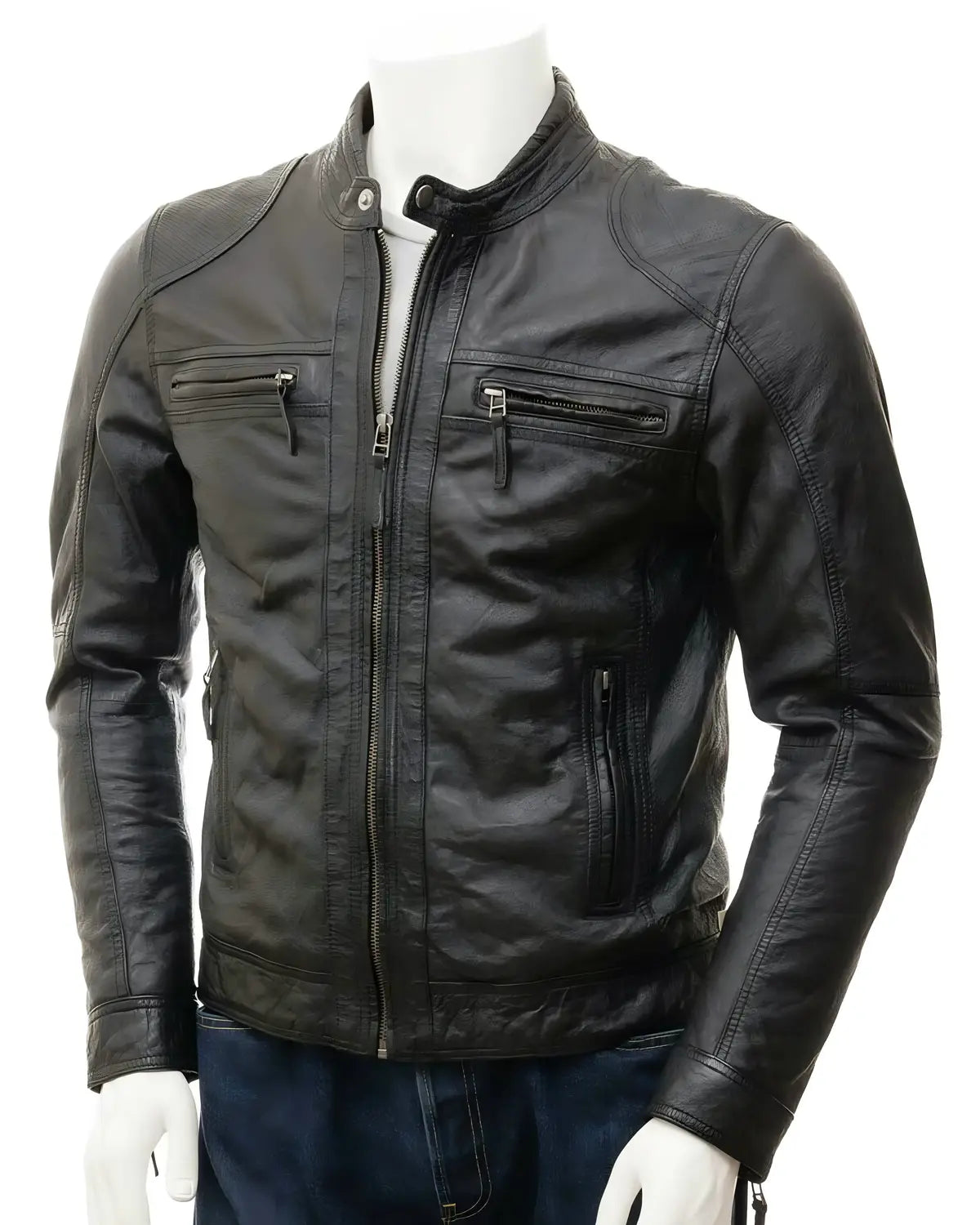 Mens Black Leather Winters Jacket | Elite Jacket