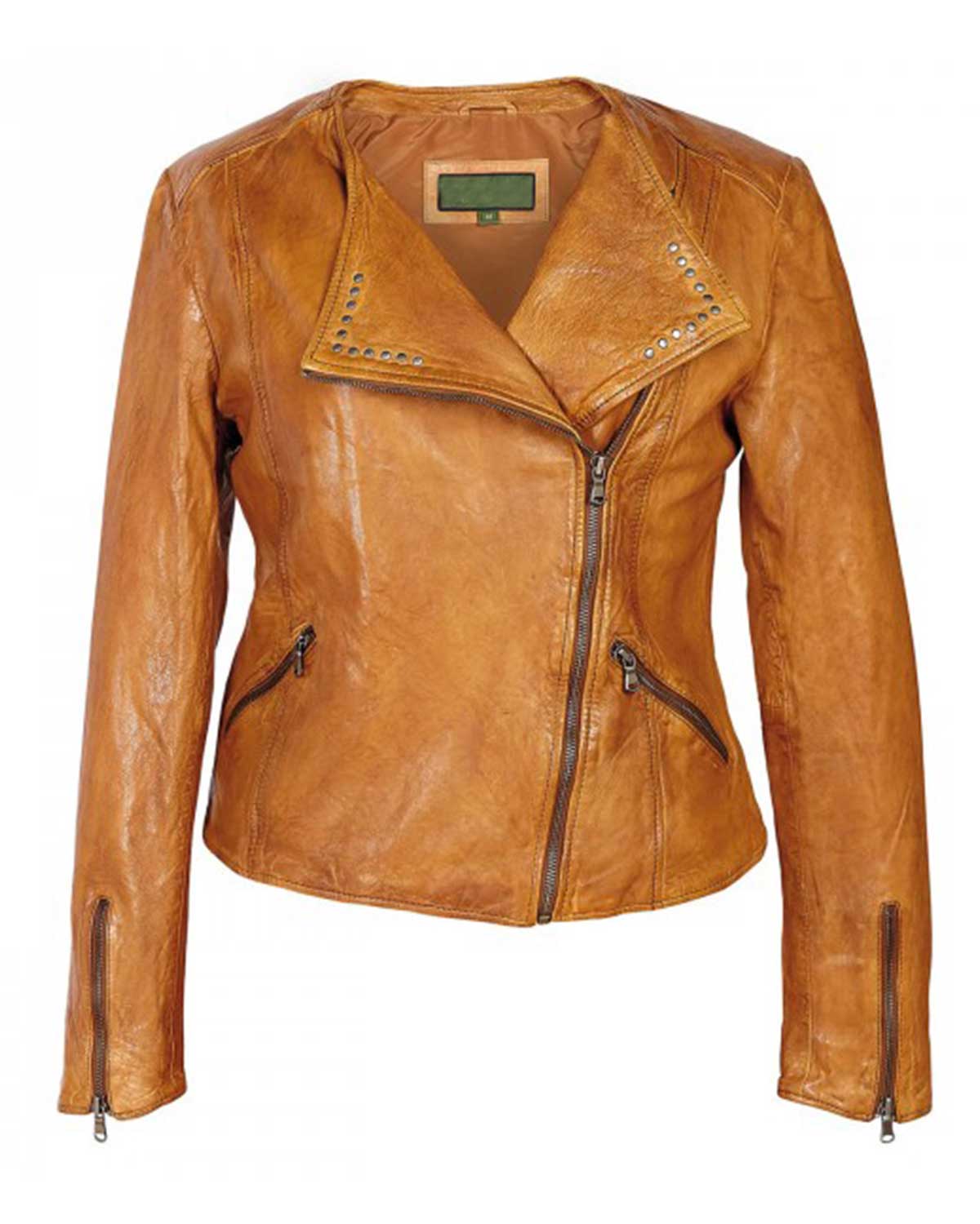Elite Brando Motorcycle Women Antique Tan Brown Leather Biker Jacket Adult