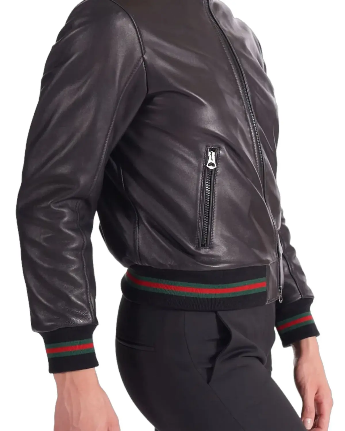 Womens Smooth Black Bomber Leather Jacket