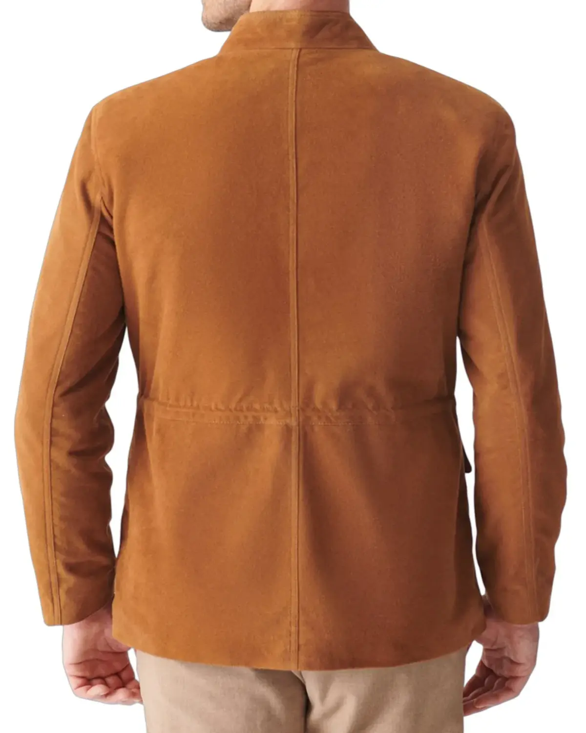 Mens TAN Long Length Suede Leather Jacket | Elite Jacket