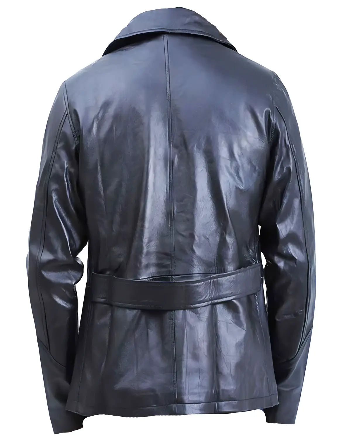 Mens 5 Button Black Leather Coat | Elite Jacket