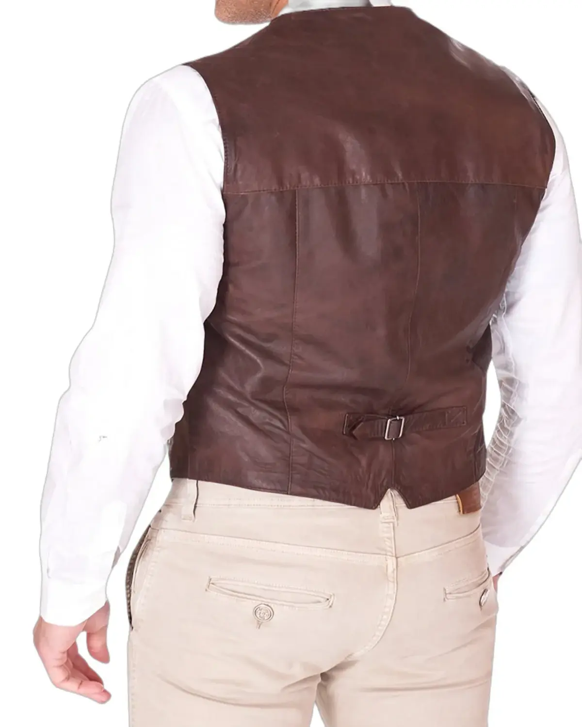 Mens Brown Real Leather Vest | Elite Jacket