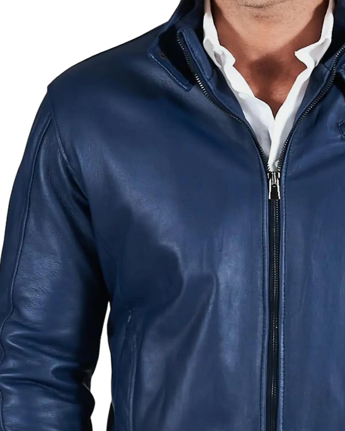 Mens Shiny Blue Bomber Leather Jacket | Elite Jacket