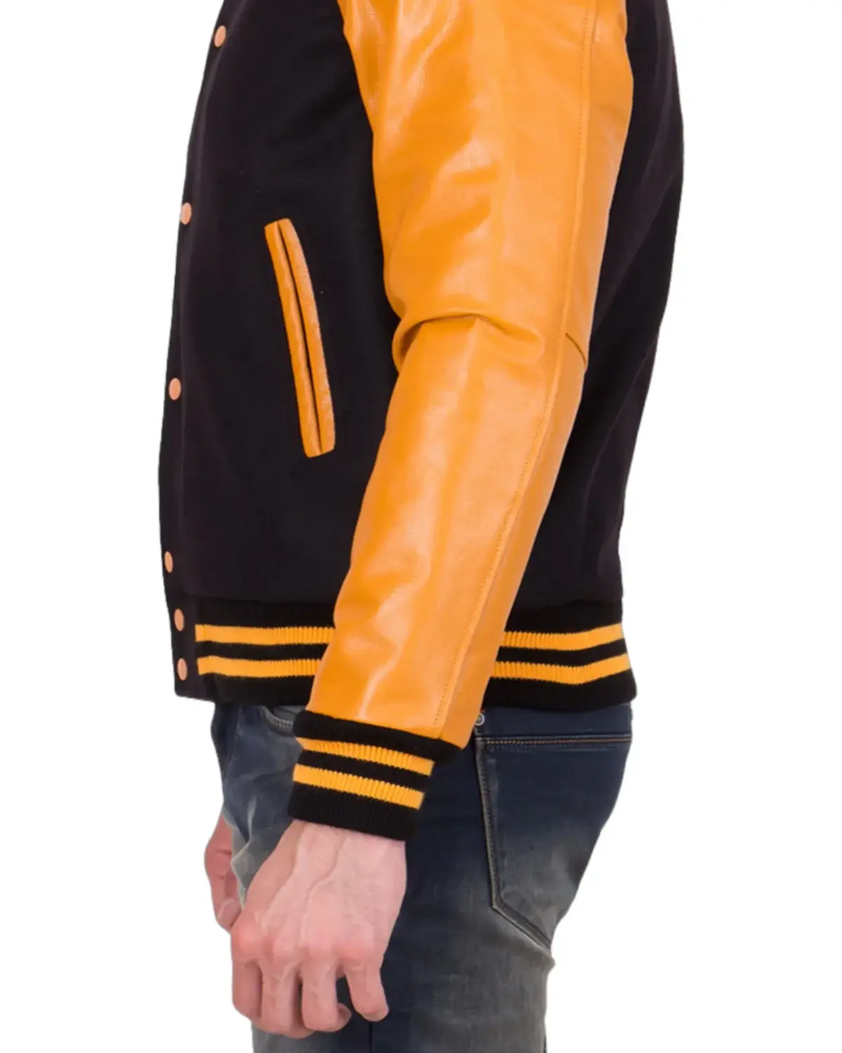 Mens Black and Yellow Varsity Jacket | Elite Jacket