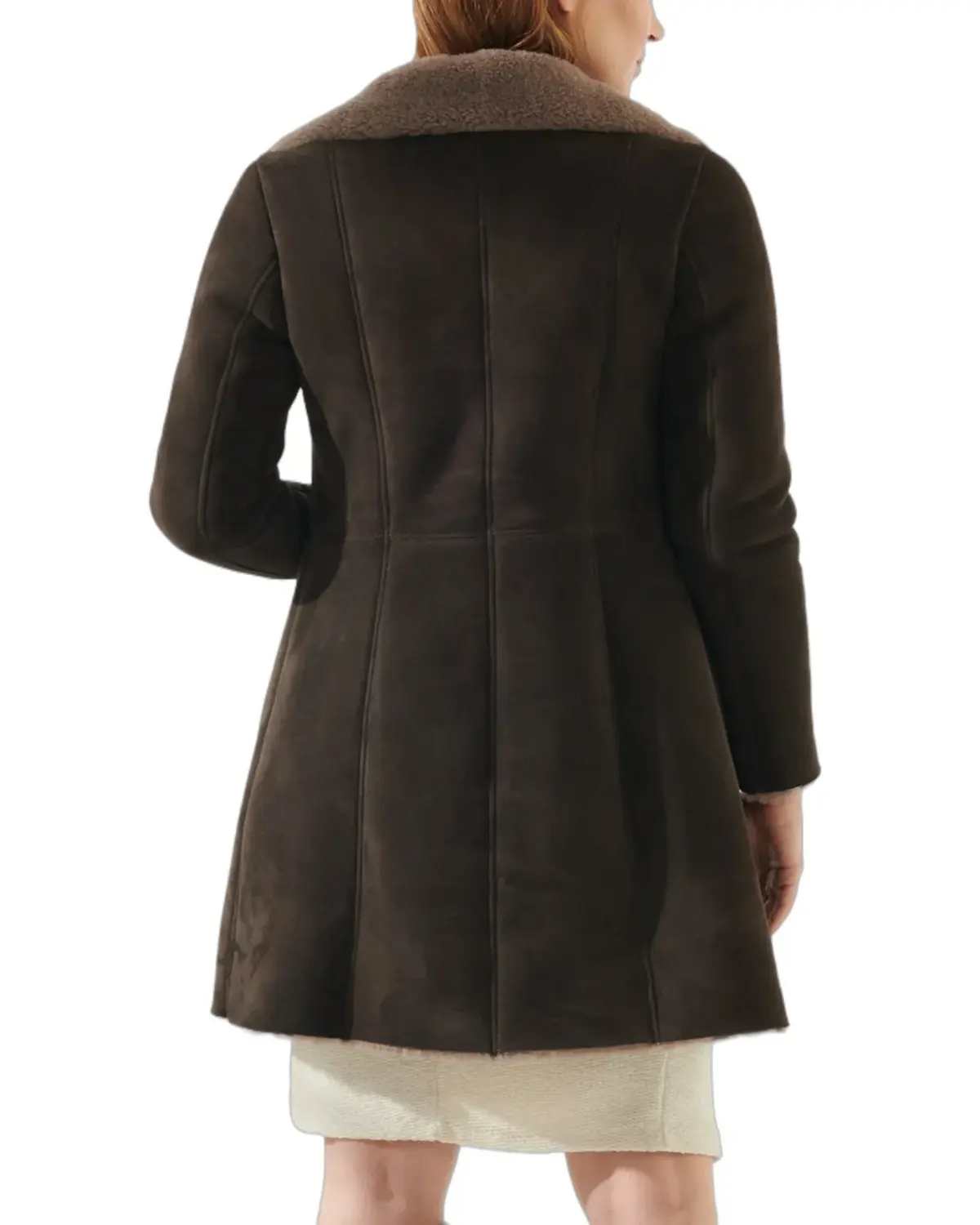 Womens Dark Brown Shearling Leather Coat | Elite Jacket