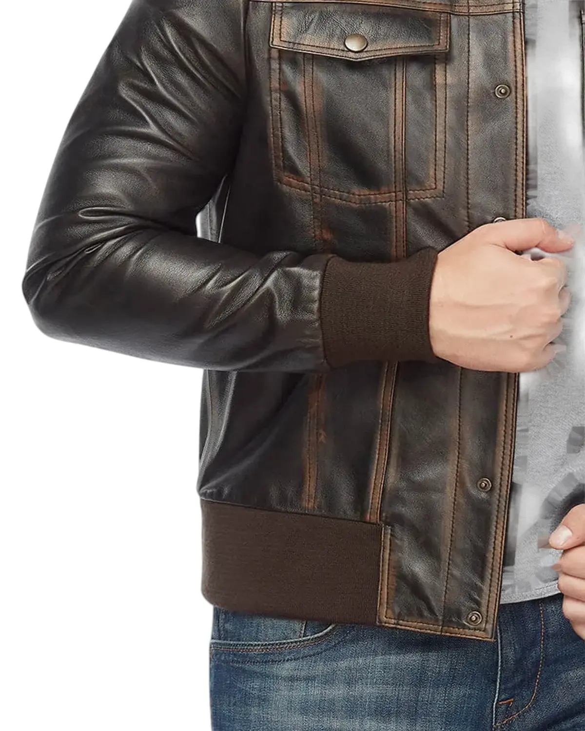 Mens Real Distressed Leather Bomber Jacket | Elite Collection