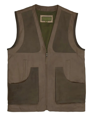 Mens Mid-Brown Shooting Leather Vest In Western Style 