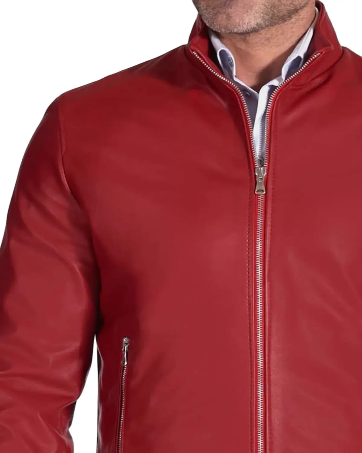 Mens Authentic Red Bomber Leather Jacket | Elite Jacket