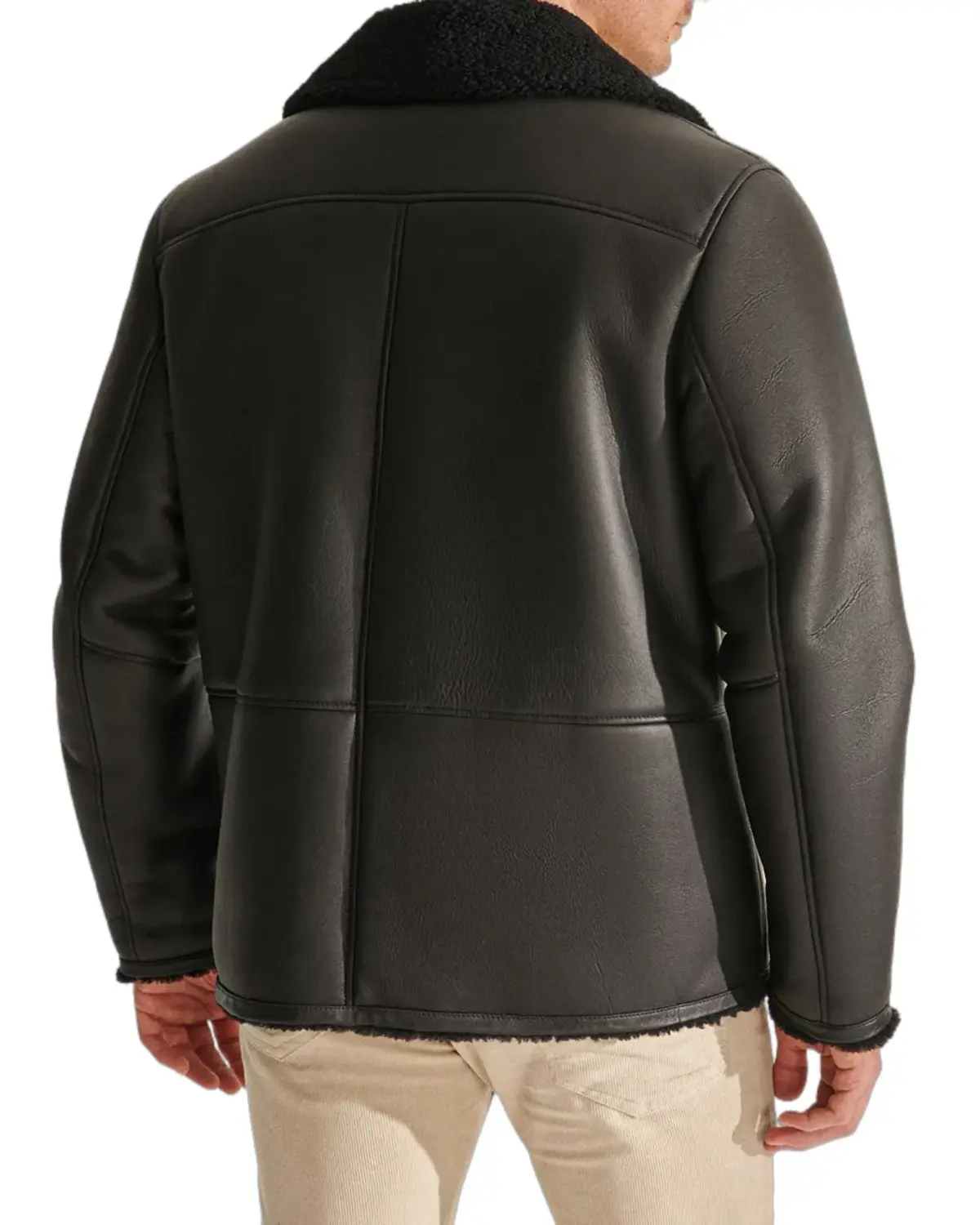 Mens Charcoal Black Shearling Leather Jacket | Elite