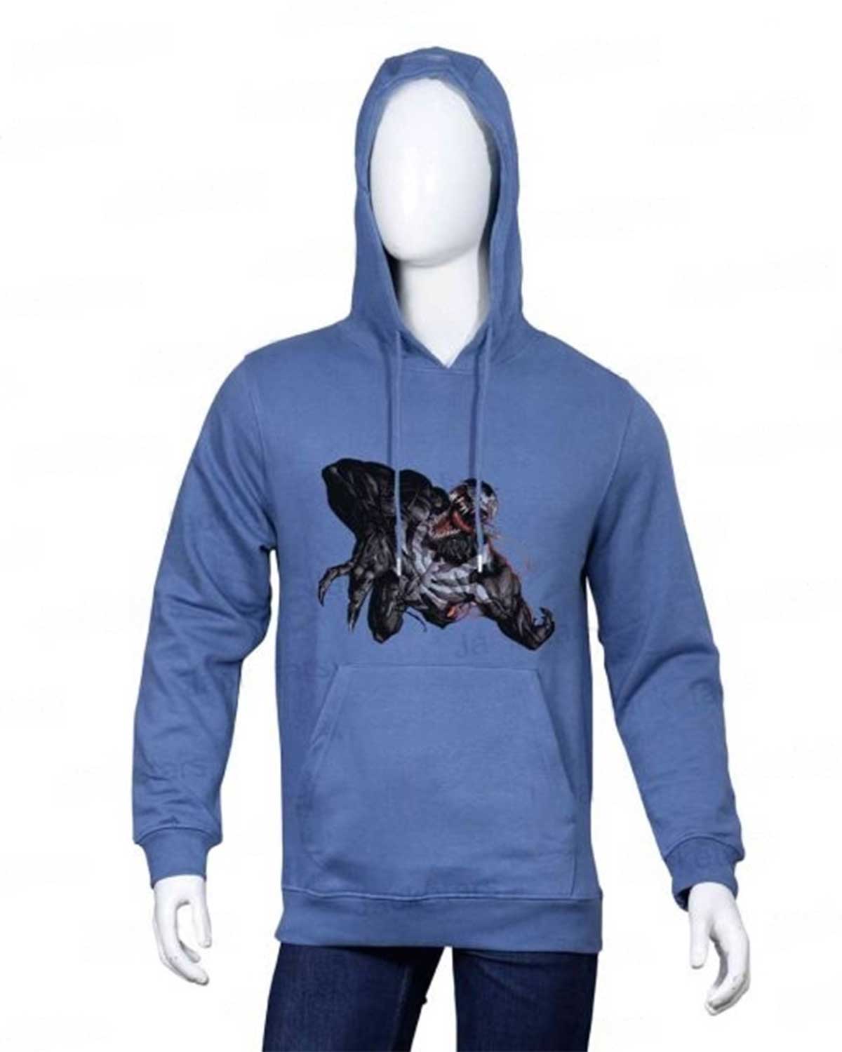Mens Halloween Venom Printed Blue Hoodie | Elite Jacket