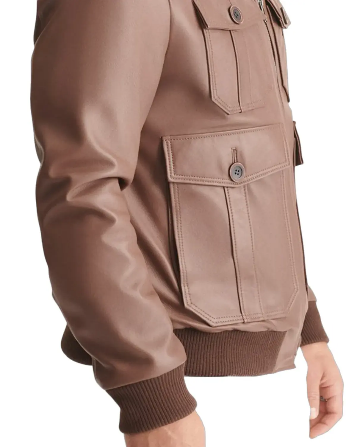 Mens Tan Four Pocket Style Leather Jacket | Elite Jacket