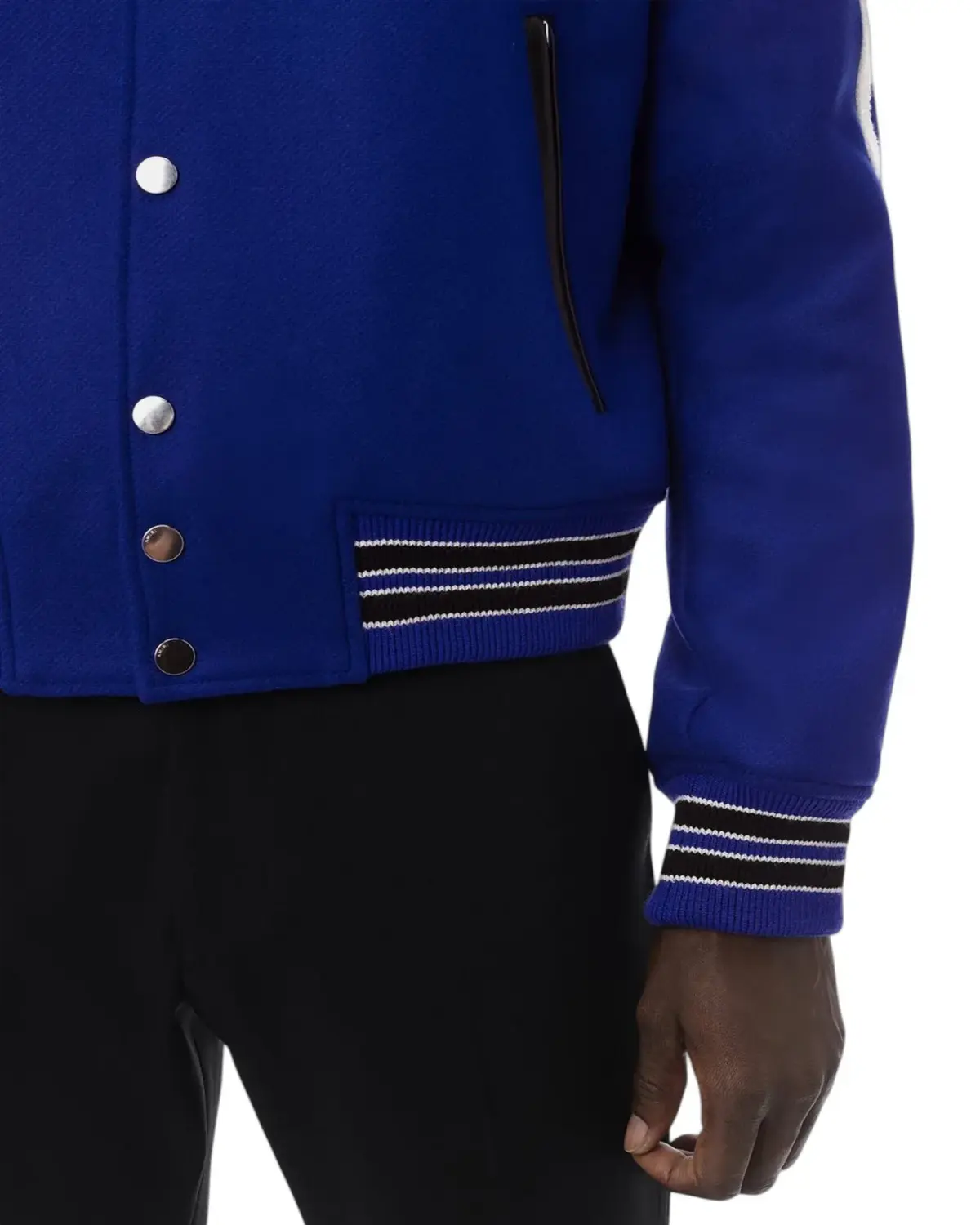 Mens Royal Blue Bone Design Varsity Jacket | Elite