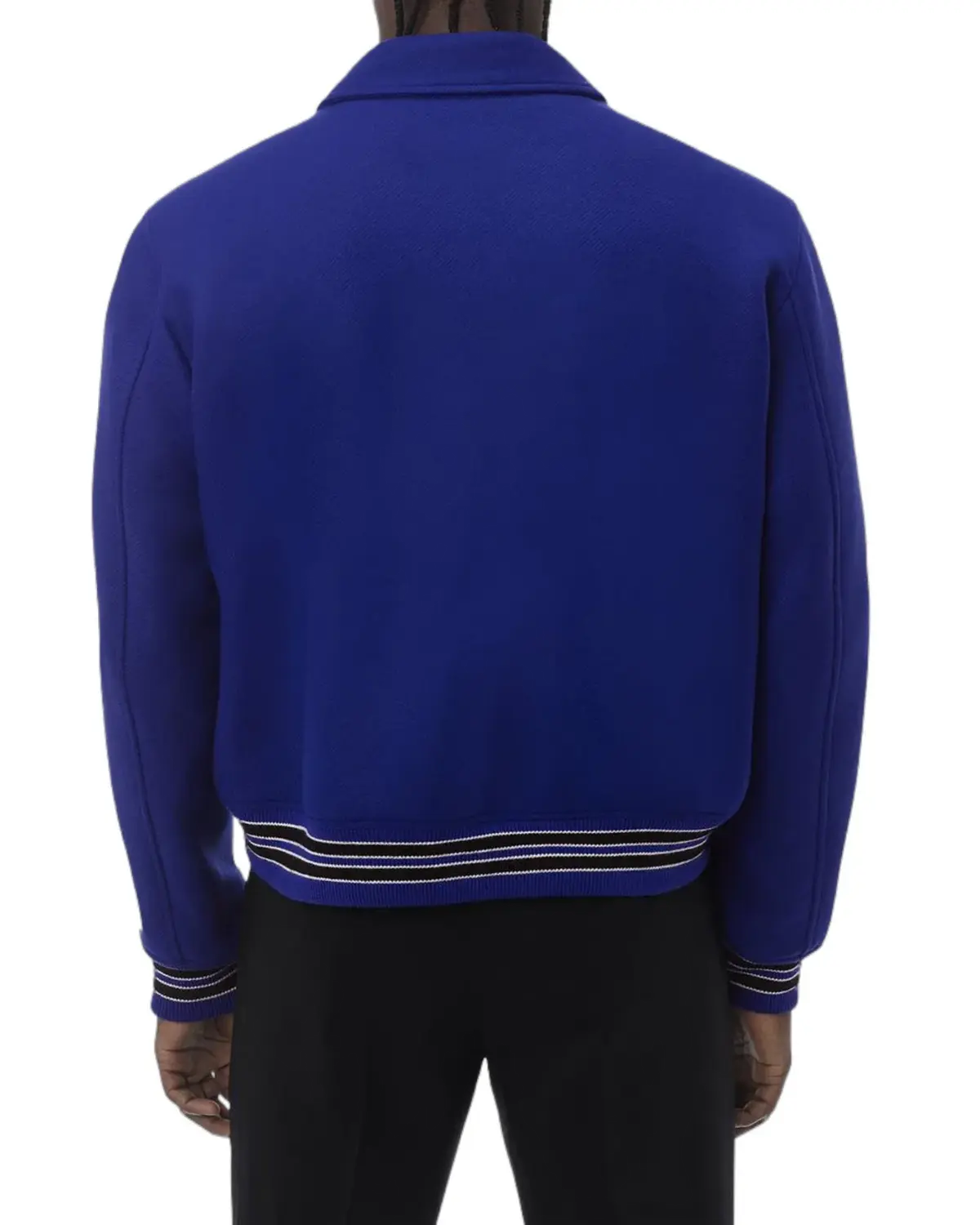 Mens Royal Blue Bone Design Varsity Jacket | Elite