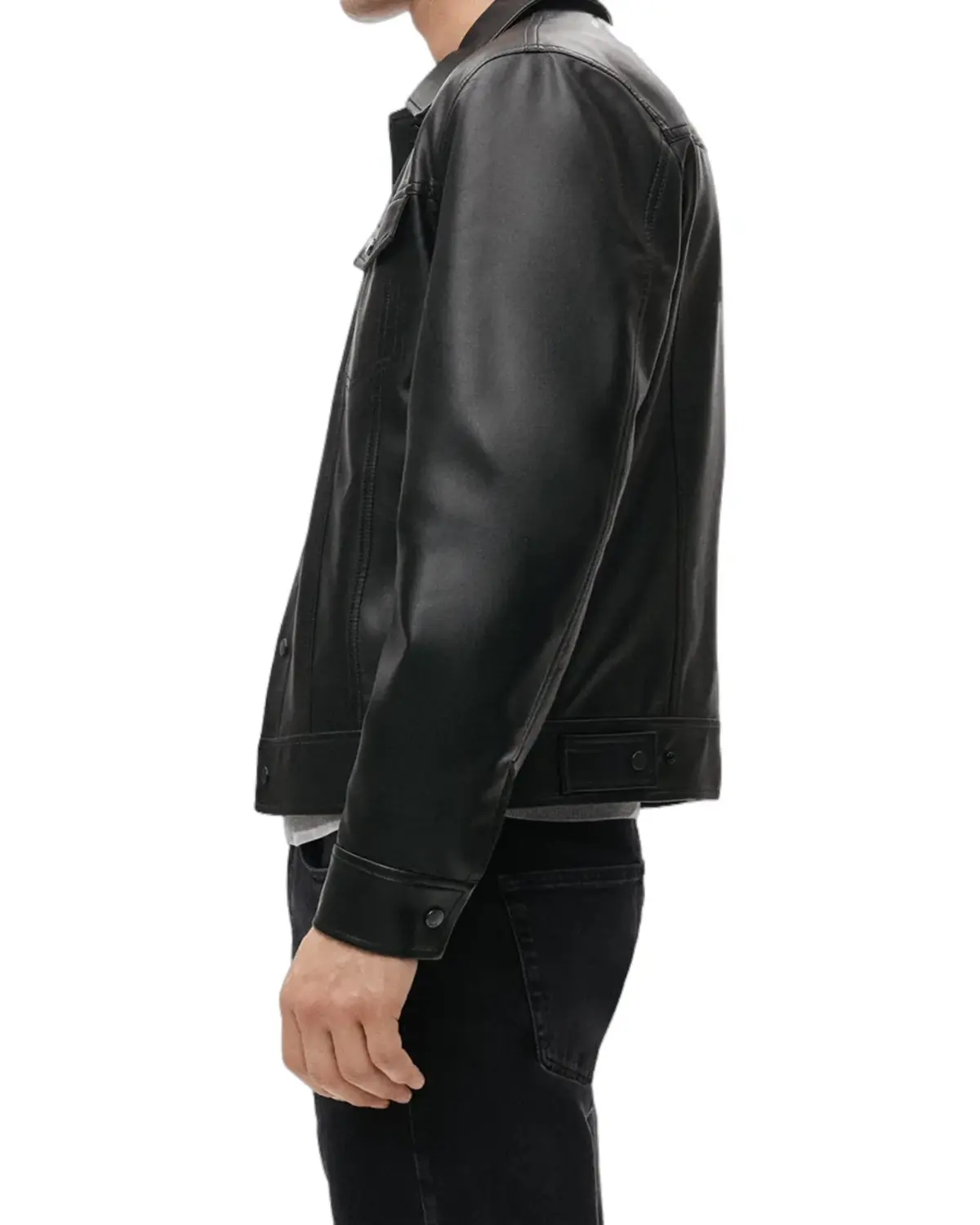 Mens Charcoal Black Biker Leather Jacket | Elite Jacket