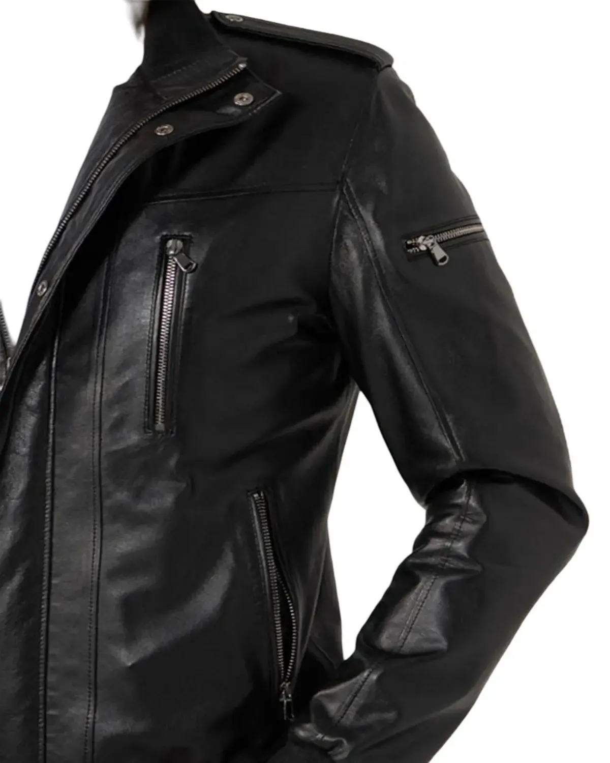 Mens Sports Black Lambskin Leather Jacket | Elite Collection