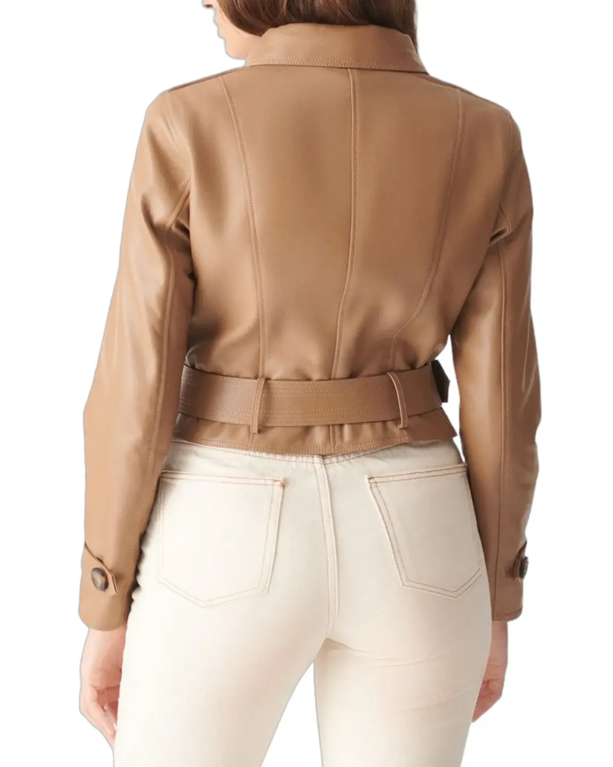 Womens TAN Biker Shots Leather Jacket | Elite Jacket