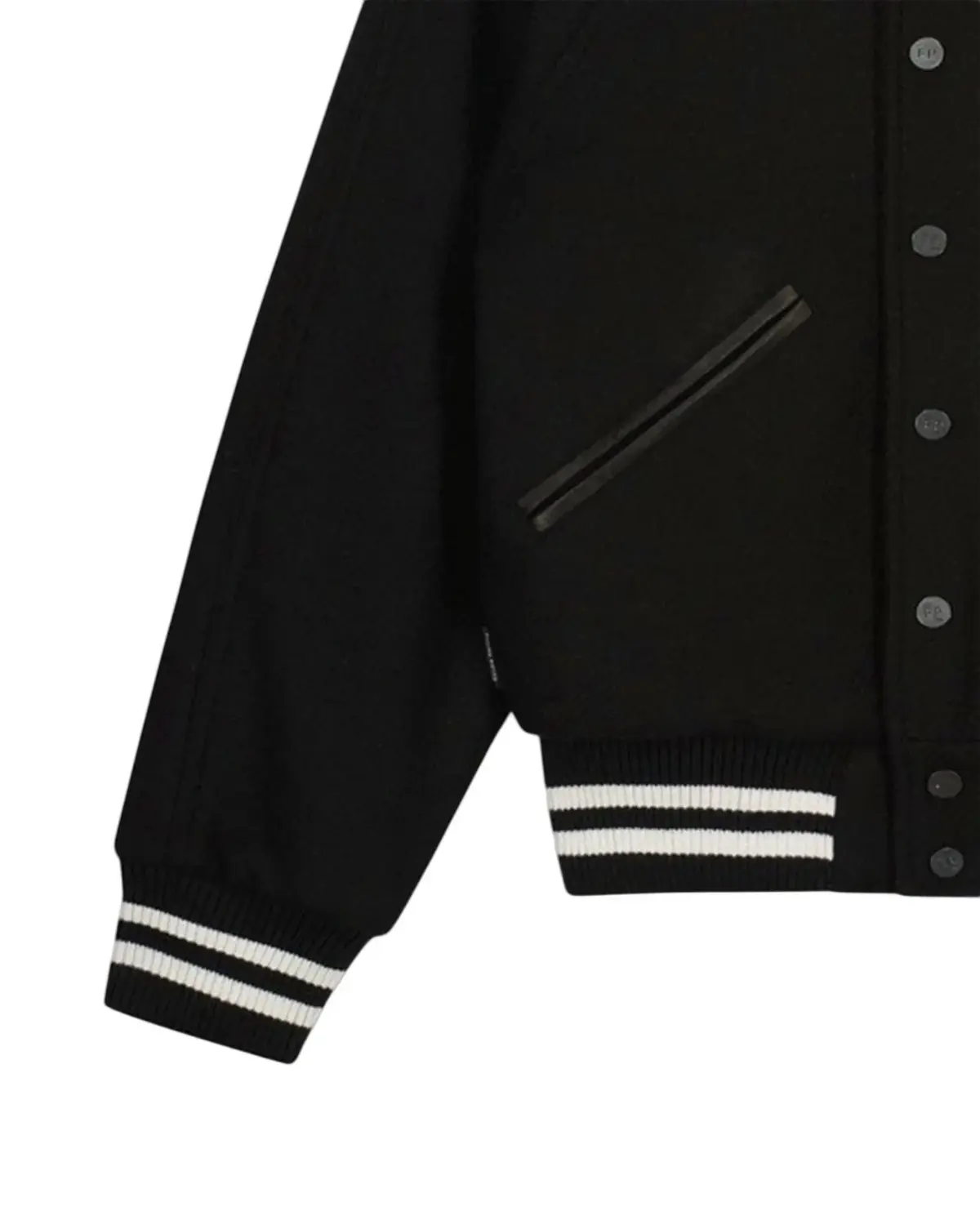 Womens Deep Black Wool Varsity Jacket | Elite Jacket