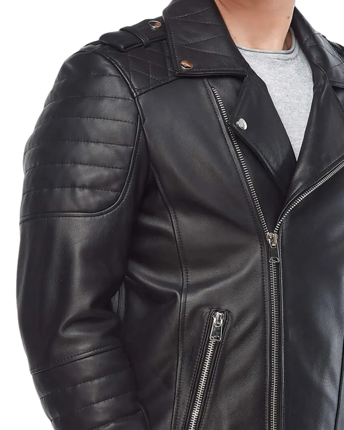 Mens Quilted Black Biker Leather Jacket | Elite Collection