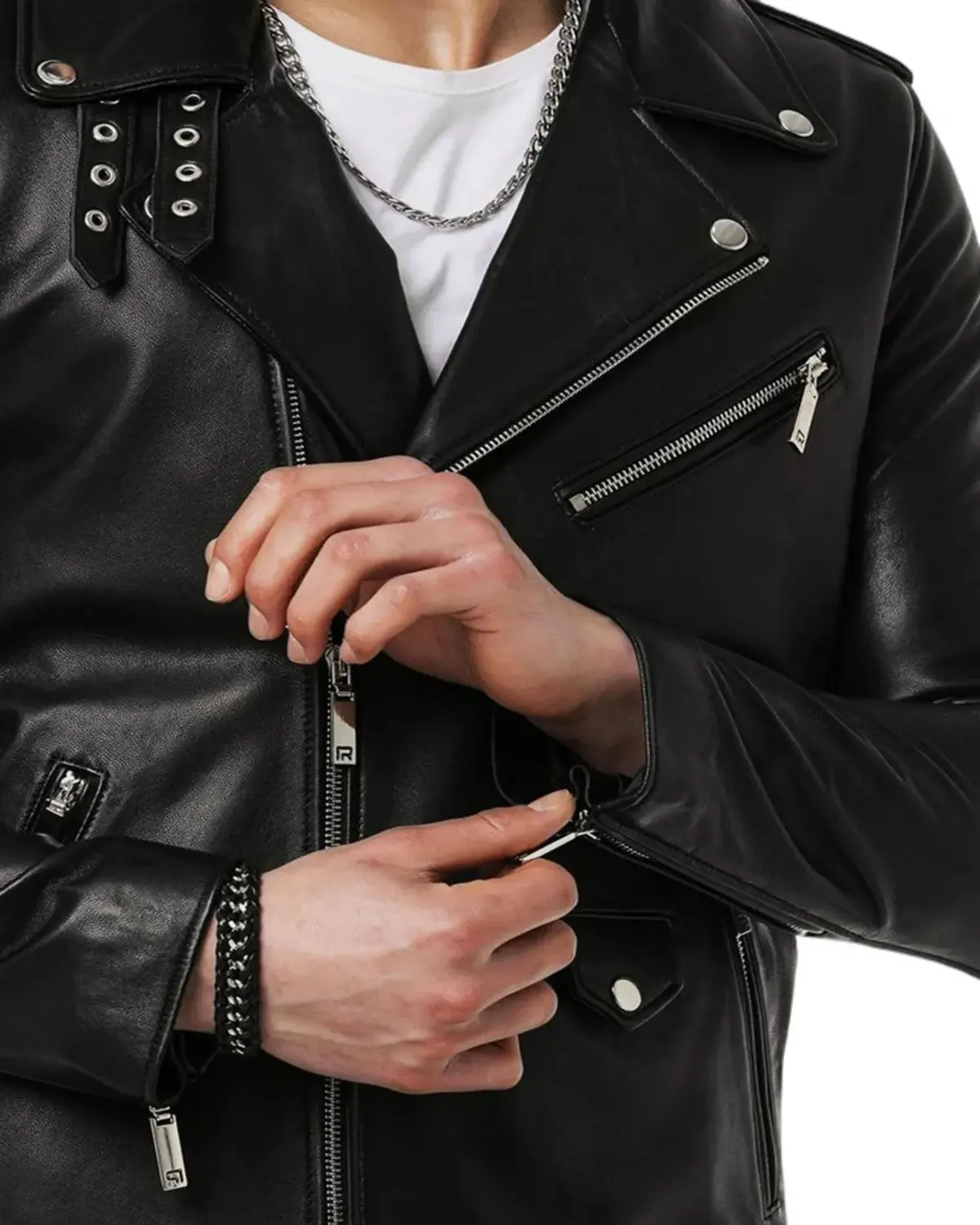 Mens Deep Black Biker Leather Jacket | Elite Jacket