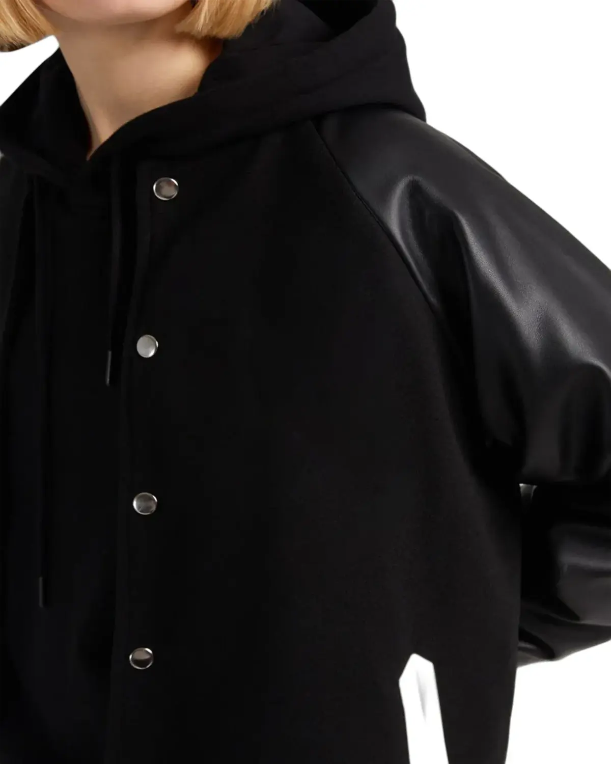 Womens Oversized Black Varsity Jacket | Elite Jacket