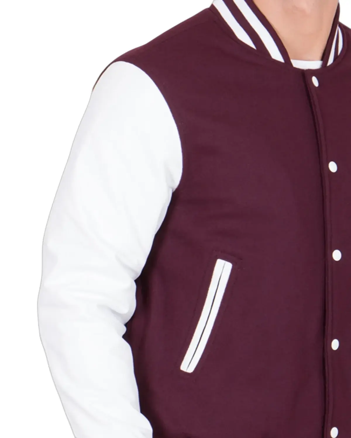 Mens Maroon and White Varsity Jacket | Elite Jacket