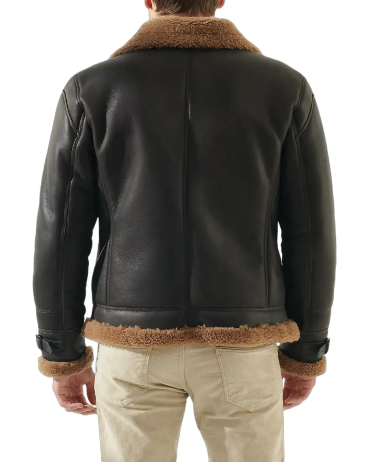 Mens Pitch Black Shearling Leather Jacket | Elite Jacket