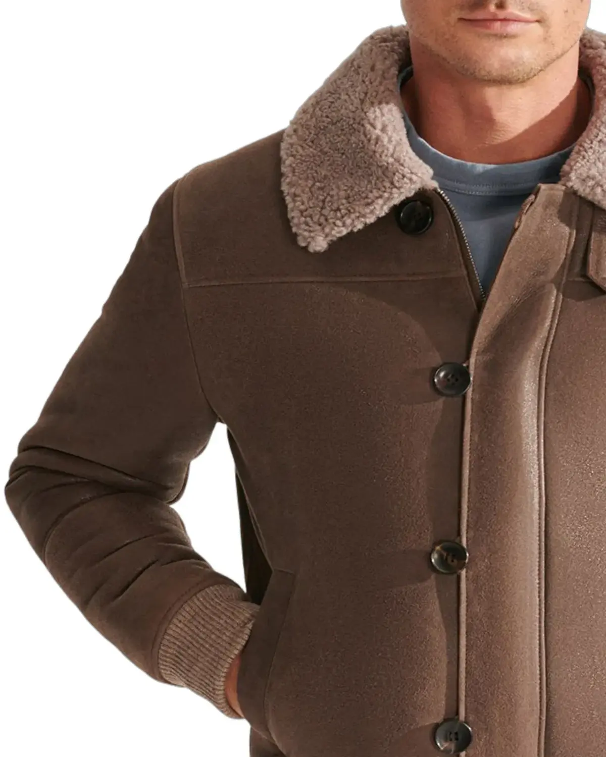 Mens Dark Brown Shearling Leather Jacket | Elite Jacket