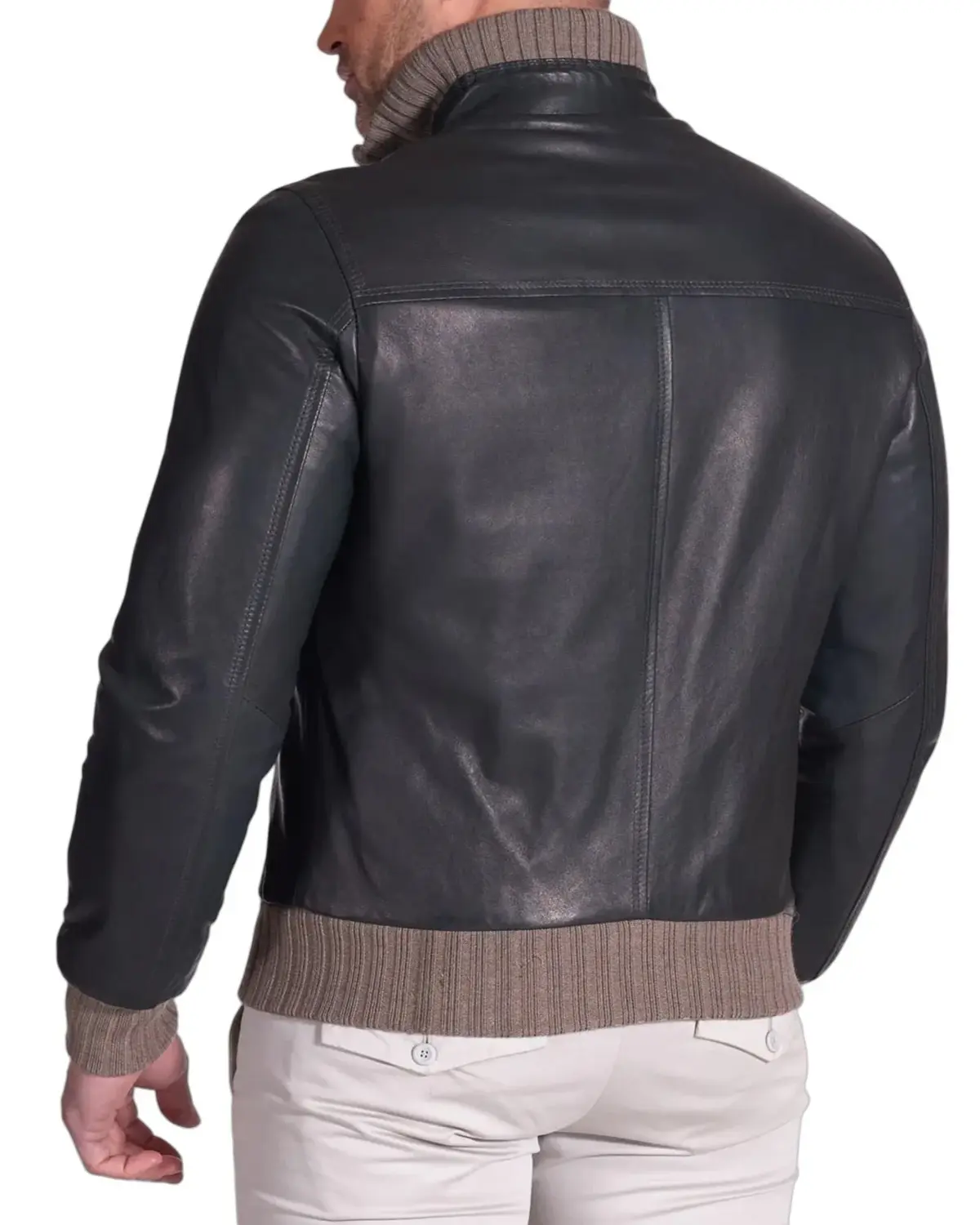 Mens Vintage Style Black Bomber Leather Jacket | Elite