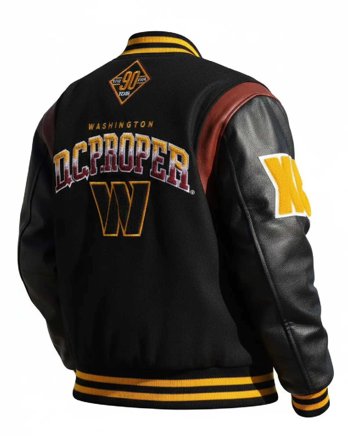 Elite 90th Anniversary Washington Commanders DC Varsity Jacket