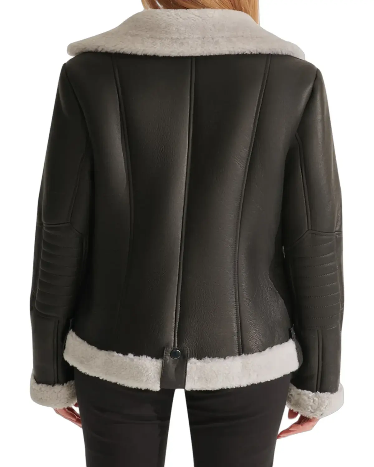 Black Sport Womens Shearling Leather Jacket