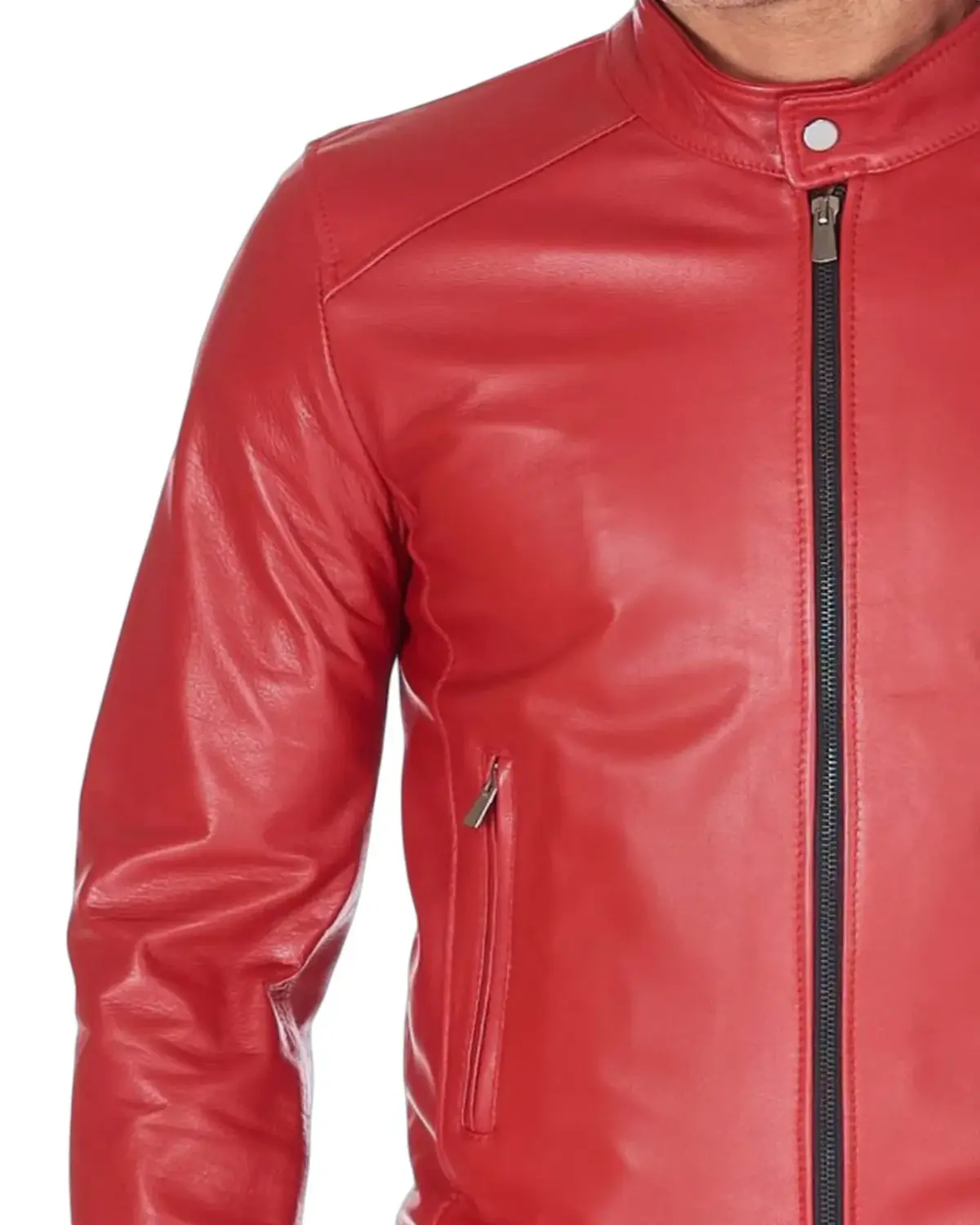 Mens Premium Red Biker Leather Jacket | Elite Jacket