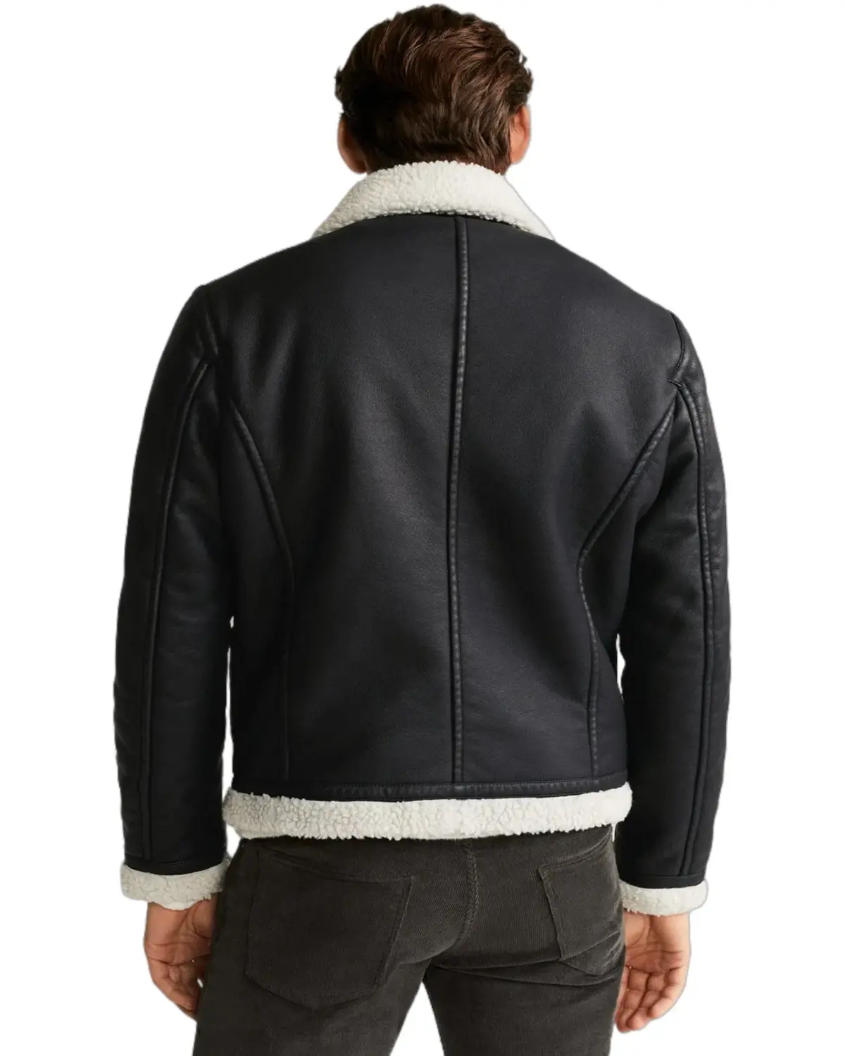 Mens Classic Black Shearling Leather Jacket | Elite Jacket