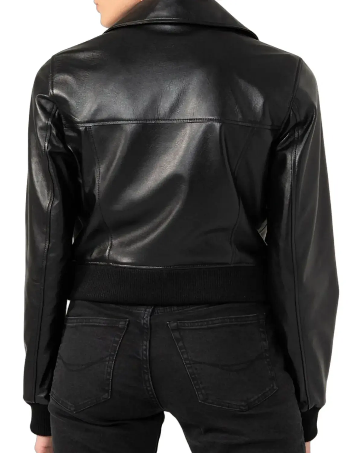 Womens Shiny Black Biker Leather Jacket | Elite Jacket