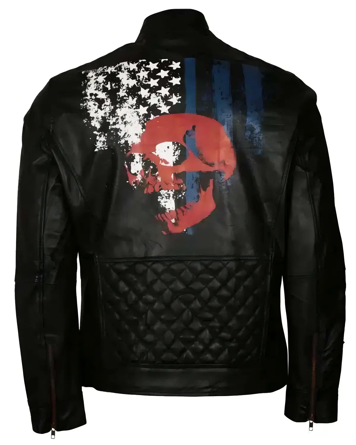 American Skull Black Motorcycle Winters Leather Jacket For Mens